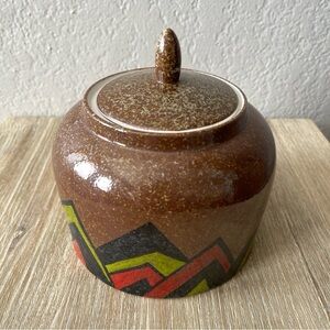 6” New Brown Jar porcelain hand painted Ceramic Jar